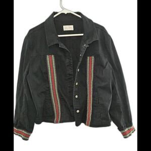 Women's  'Live a Little' Black Crop Jacket with Colorful Trim